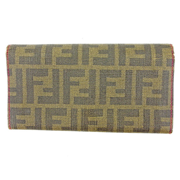 Fendi zipper leather black pink Wallet Khaki Zucca long Green accessory - Picture 1 of 6